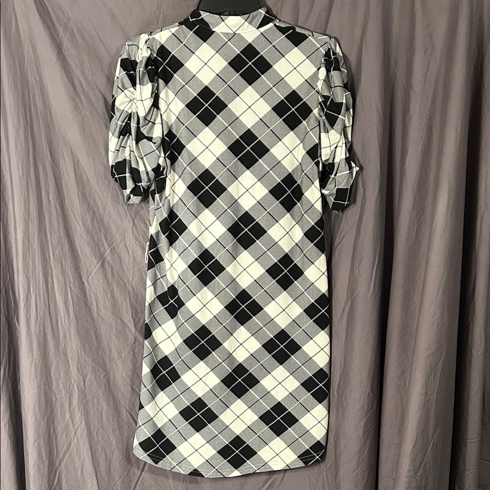 Stella Tweed Monochrome Plaid Button Shirt Dress - Picture 5 of 5